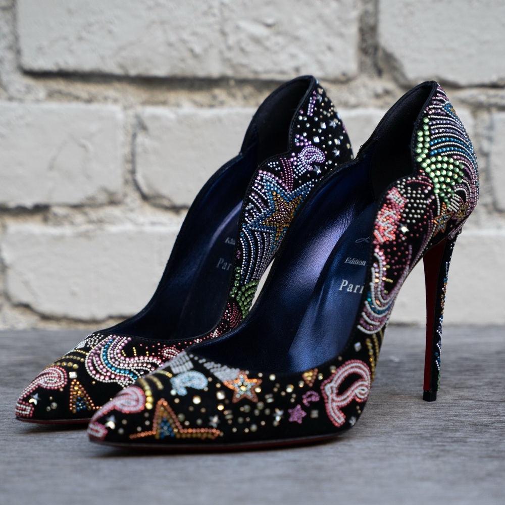 Christian Louboutin Limited Edition Hot Chick Starlight Black Heels - MSRP $3295